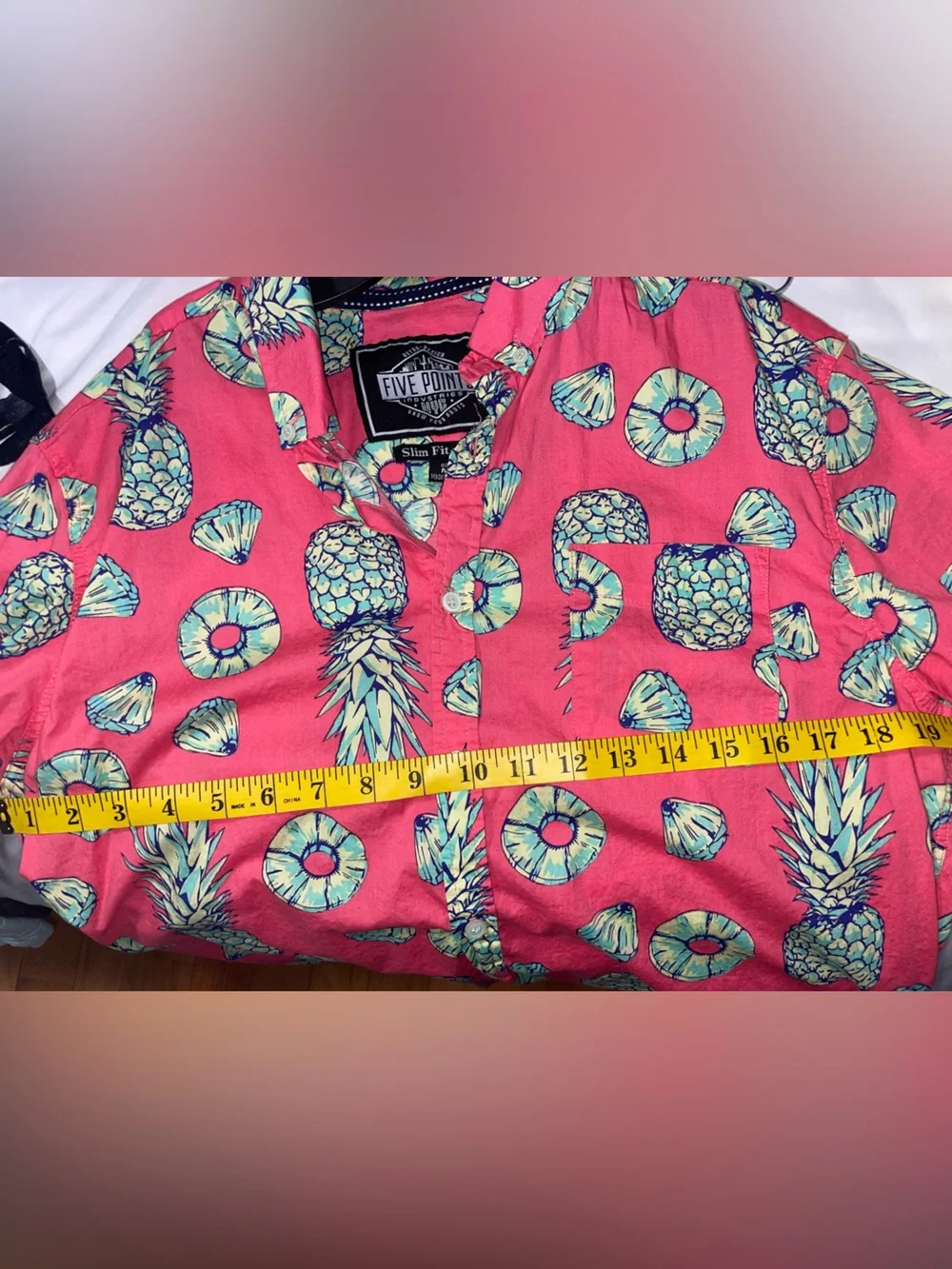 🍍Tropical Pineapple Print Button-Up Mens Shirt - Pink